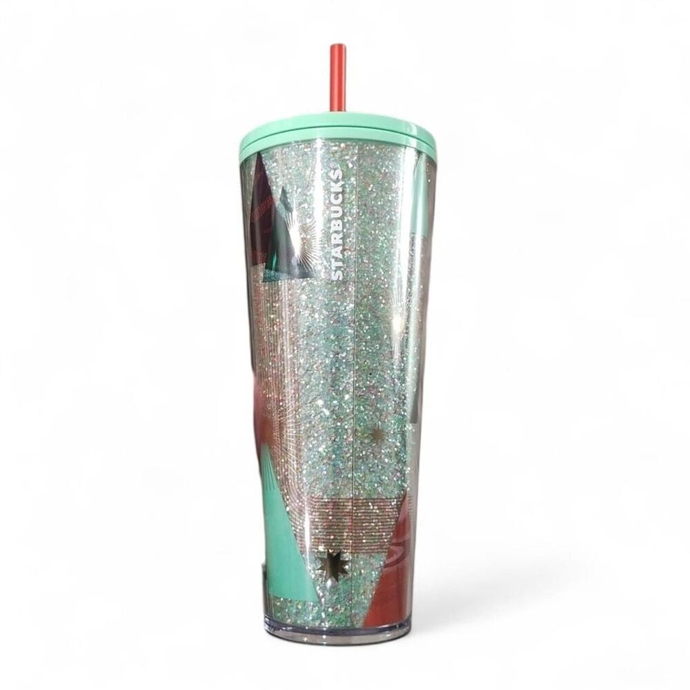 Starbucks holiday glitter tumbler with Trees